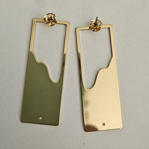 NEW Anthropologie Gold Geometric Earrings Minimalist Contemporary Metallic - Picture 3 of 6